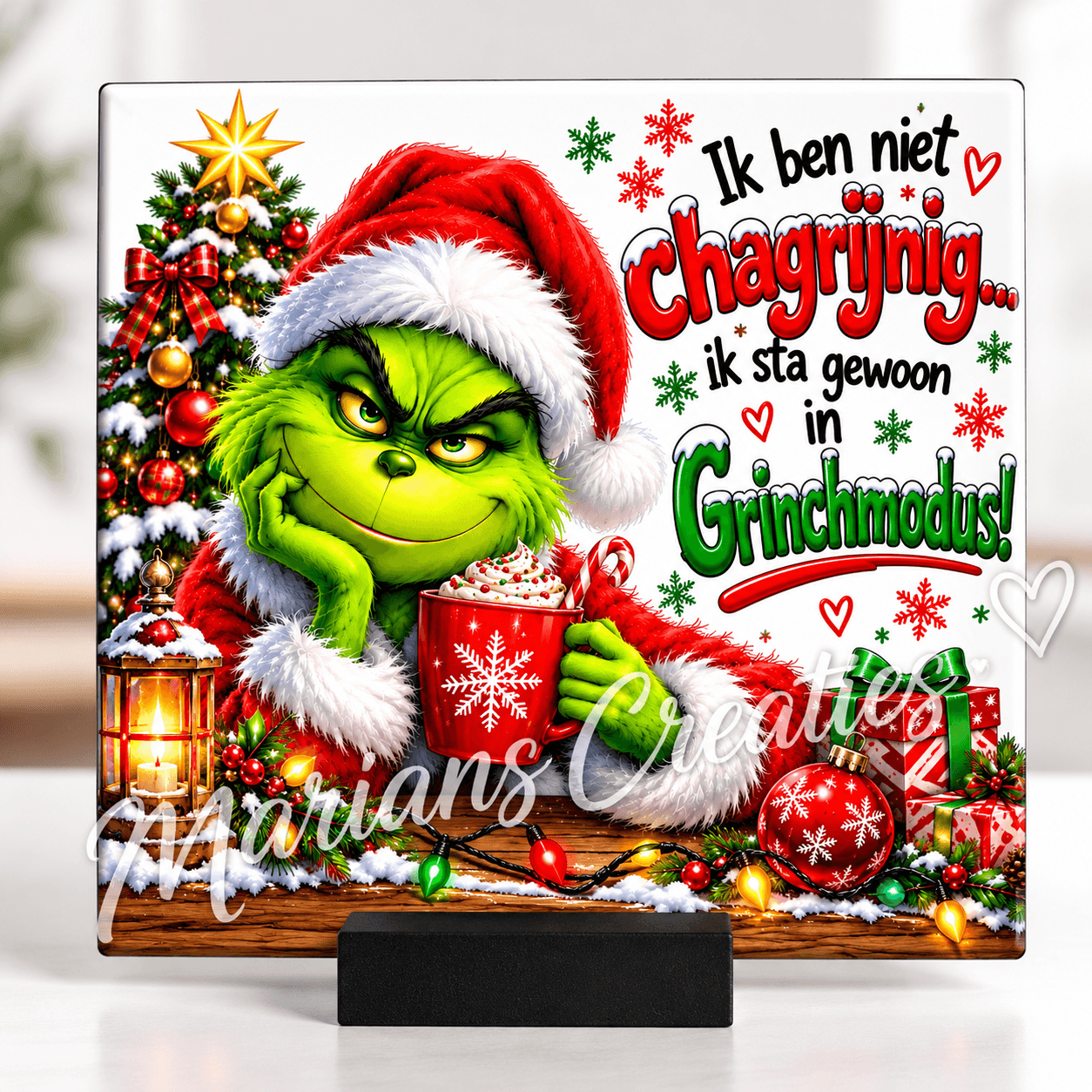 Grinch kerst decoratie plaat - 'Ik ben niet chagrijnig'
