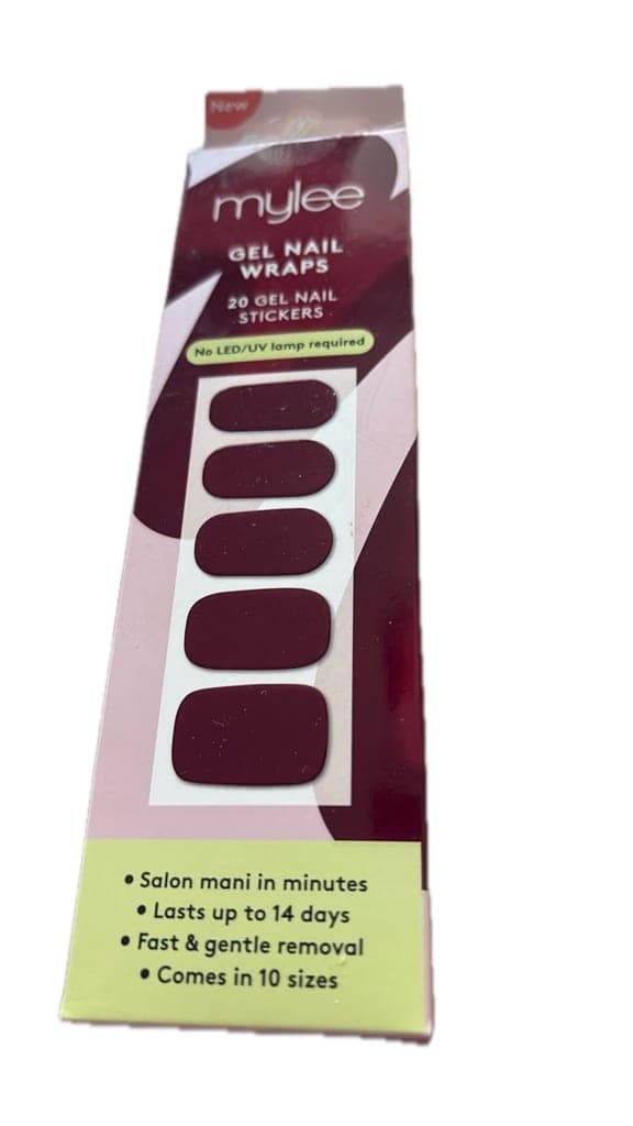 Mylee Gel Nail Wraps - 20 gel nail stickers in bordeaux