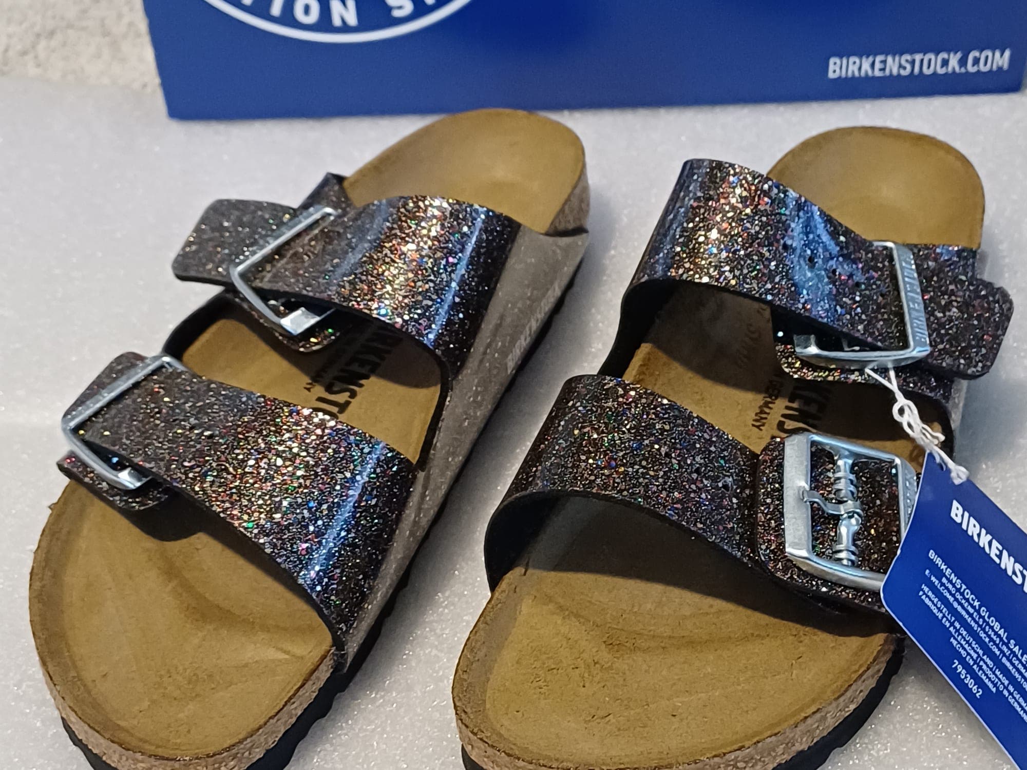 Birkenstock sandalen glitter zwart/blauw maat 37