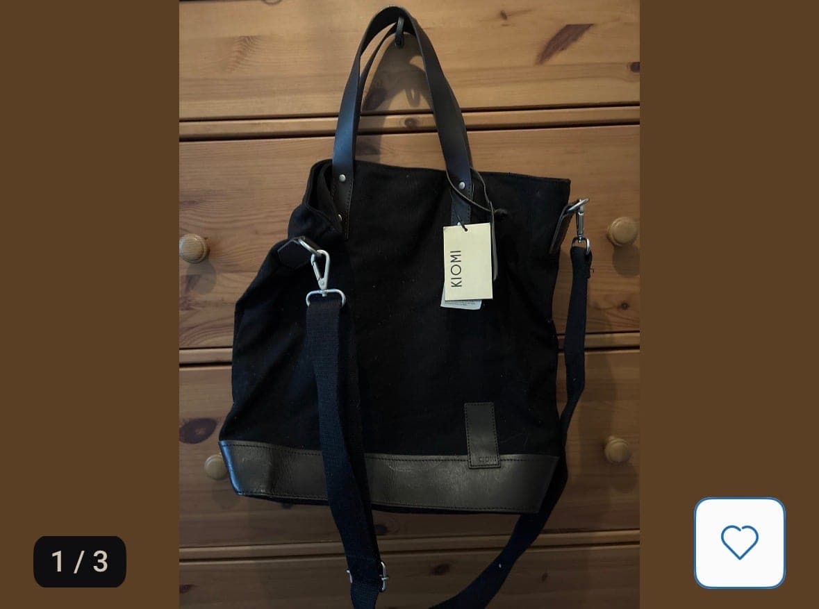 KIOMI canvas tas zwart met leren details en schouderriem
