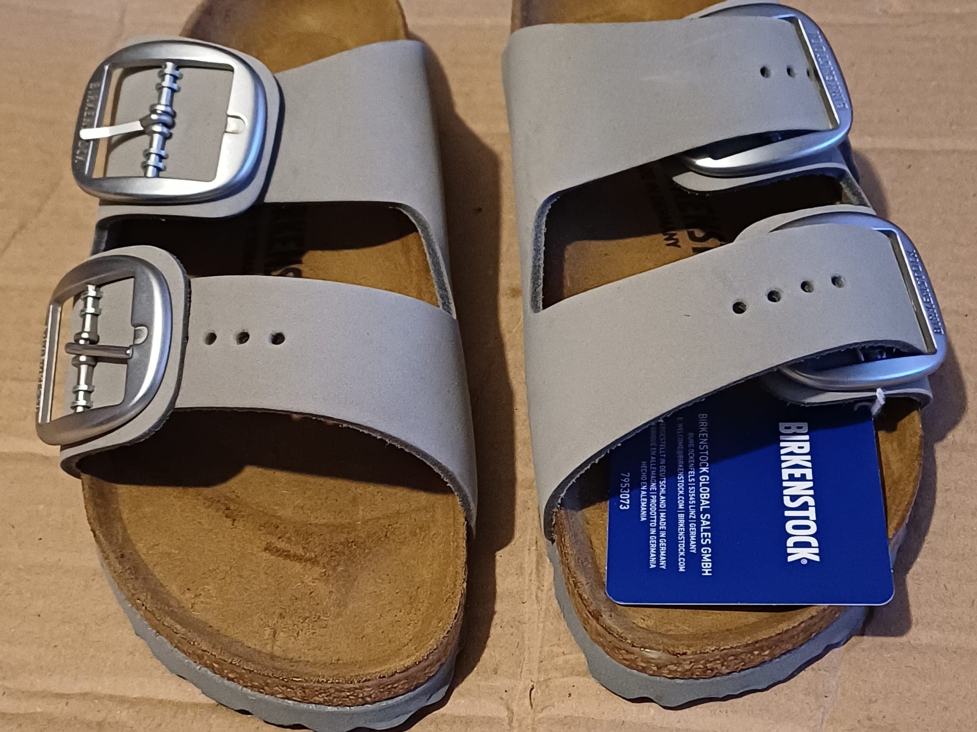 Birkenstock Arizona 36 sandalen met twee bandjes in grijs leer